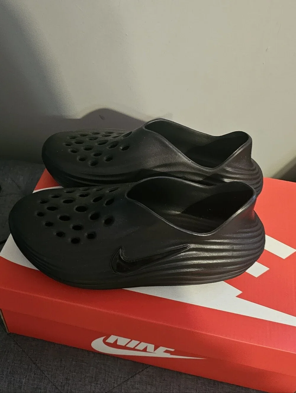 Nike Kids Black Slip-On Vented Foam Sandals